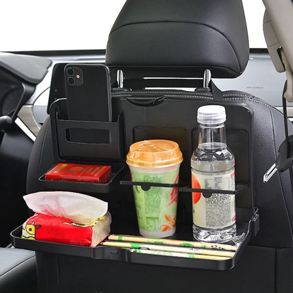 Car Backseat Food Travel Dining Meal & Snack Tray & Cup Holder for All Cars (Black) - 1 Piece - Image 2