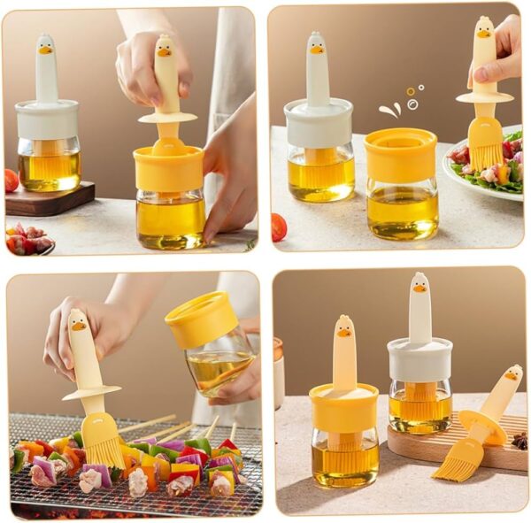 Oil Dispenser Bottle with Silicone Brush, Leakproof, Transparent Jar for Cooking, Baking, BBQ - Image 3