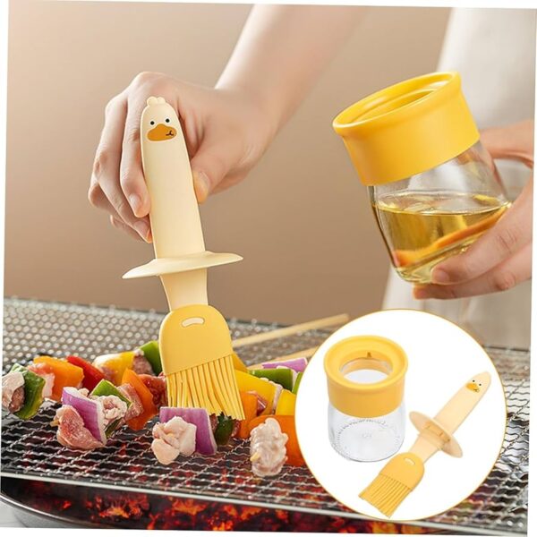 Oil Dispenser Bottle with Silicone Brush, Leakproof, Transparent Jar for Cooking, Baking, BBQ - Image 2