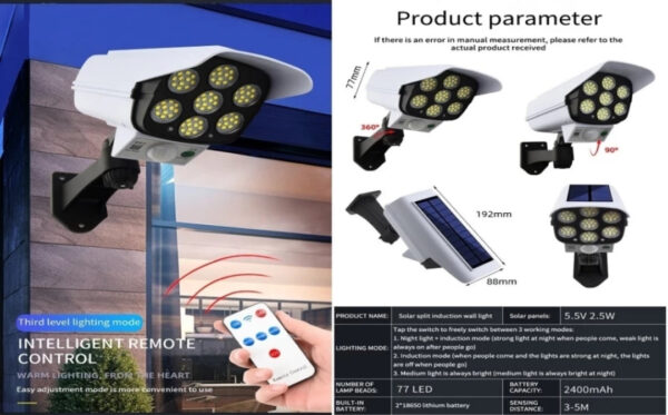 Remote Control Human Sensor Spotlight Garden lamp Solar Light Set - Image 3