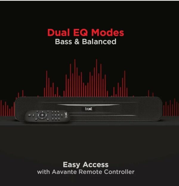 BOAT Aavante Bar 508 10W Stereo Sound, 10 HRS Battery, Dual EQ Modes, Multi-Compatibility, Sleek Design,Master Remote Control, Bluetooth Sound Bar, Soundbar Speaker (Midnight Black) - Image 4