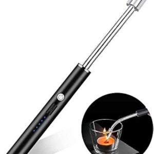 Electric Rechargeable Gas Lighter/Plasma Lighter Flameless Windproof USB Lighter 360 Deg Flexible Neck Arc Lighter for Kitchen, Pooja Room, Barbecue, Candles, Gas Stove, BBQ, Fireworks (Silver)