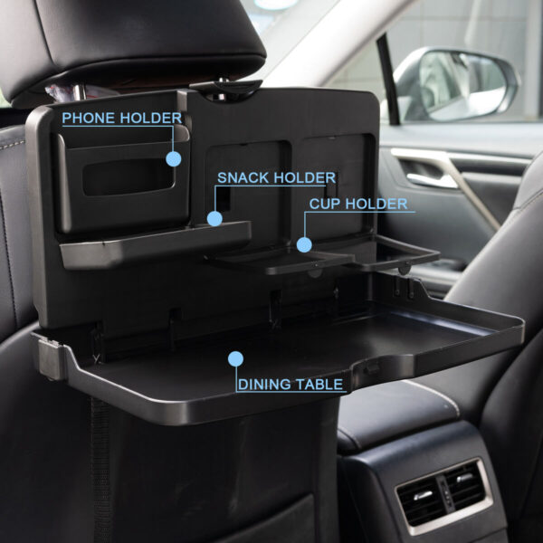 Car Backseat Food Travel Dining Meal & Snack Tray & Cup Holder for All Cars (Black) - 1 Piece - Image 3